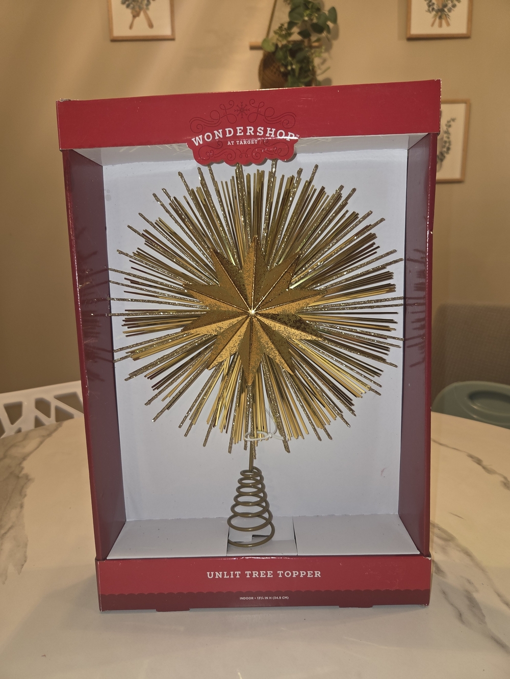 Wondershop Gold Starburst Tree Topper with Spiral Base